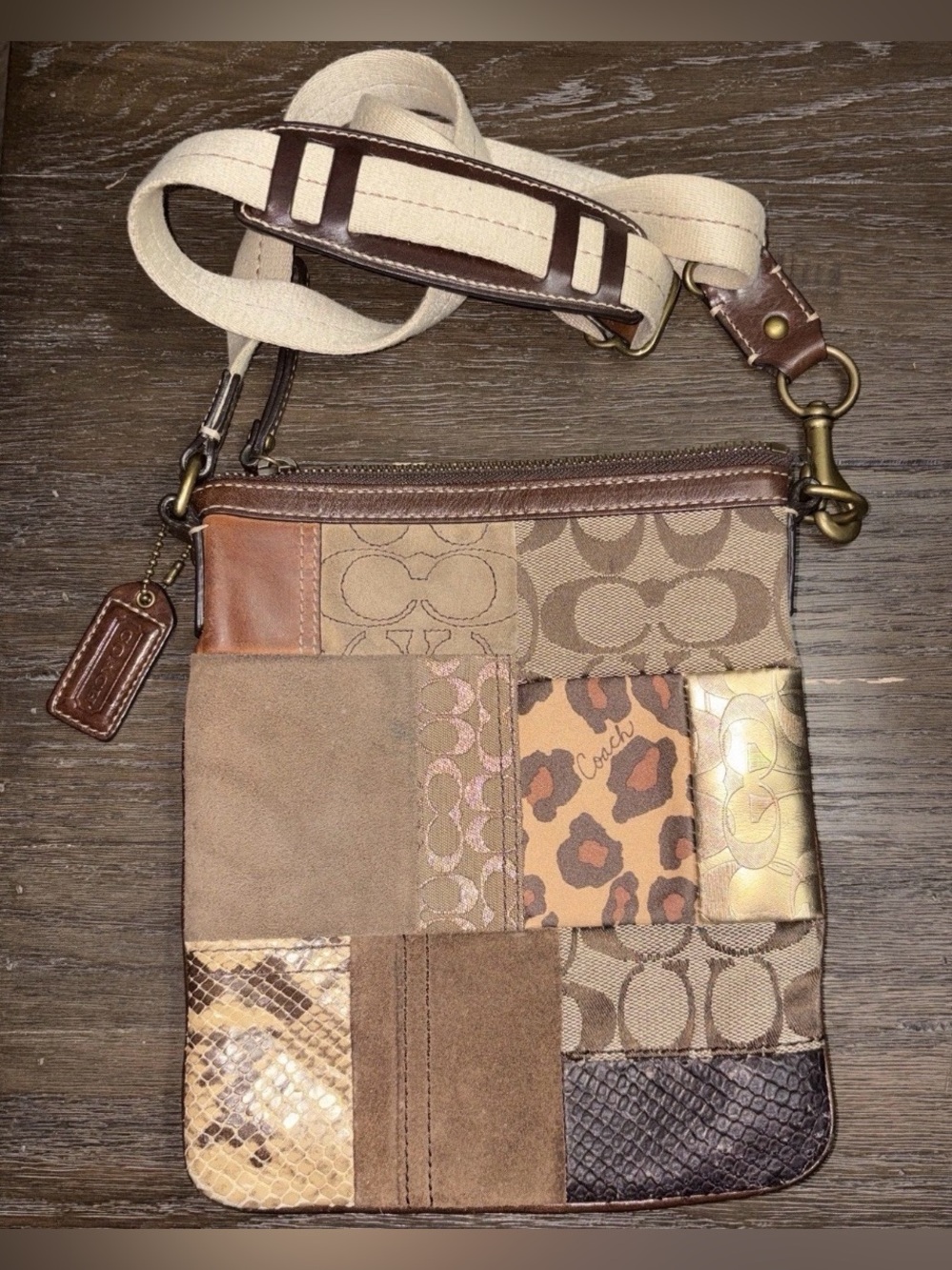Coach Y2K Vintage Patchwork brown and tan leather and suede crossbody bag - Picture 3 of 8